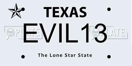 EVIL13 Texas License Plate