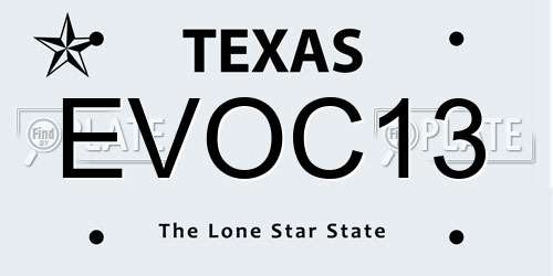 EVOC13 Texas License Plate