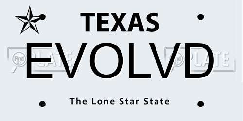 EVOLVD Texas License Plate