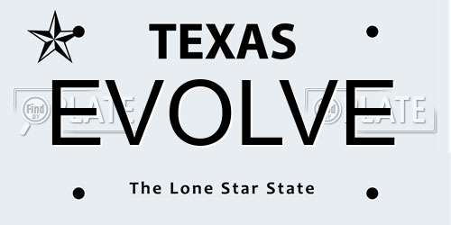 EVOLVE Texas License Plate