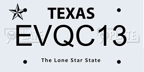 EVQC13 Texas License Plate