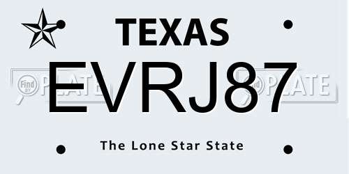 EVRJ87 Texas License Plate