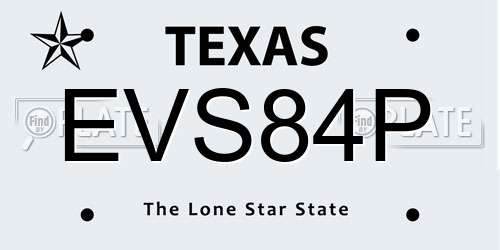 EVS84P Texas License Plate
