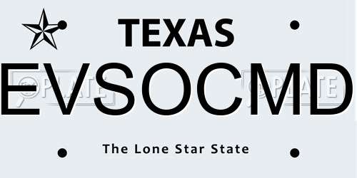 EVSOCMD Texas License Plate