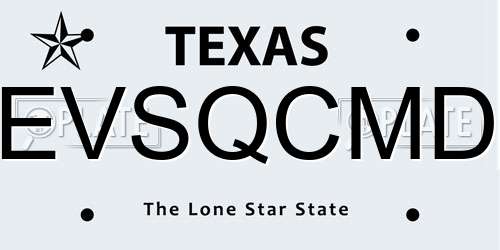 EVSQCMD Texas License Plate