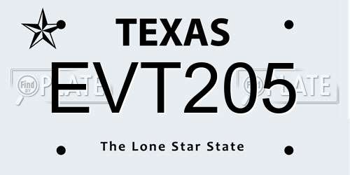 EVT205 Texas License Plate