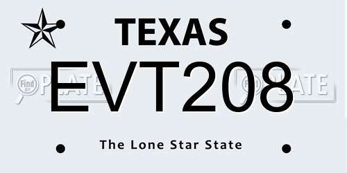 EVT208 Texas License Plate