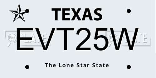 EVT25W Texas License Plate
