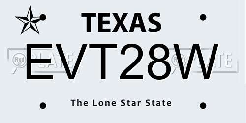 EVT28W Texas License Plate