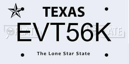EVT56K Texas License Plate
