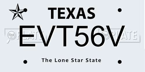 EVT56V Texas License Plate