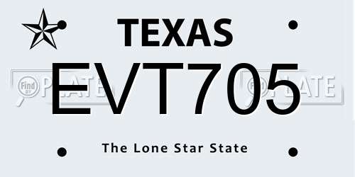 EVT705 Texas License Plate