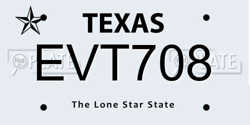 EVT708 Texas License Plate
