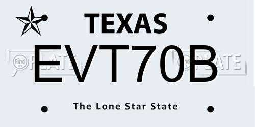 EVT70B Texas License Plate