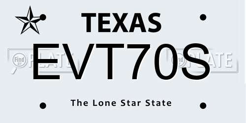EVT70S Texas License Plate
