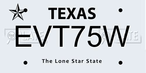 EVT75W Texas License Plate