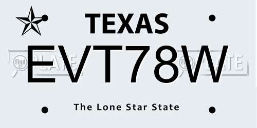 EVT78W Texas License Plate