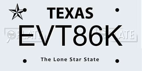 EVT86K Texas License Plate