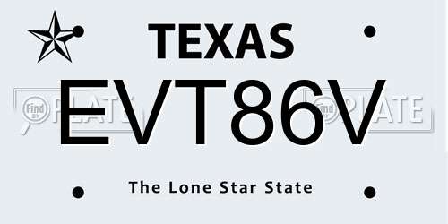 EVT86V Texas License Plate