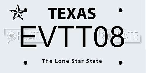 EVTT08 Texas License Plate