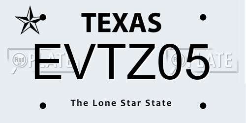 EVTZ05 Texas License Plate