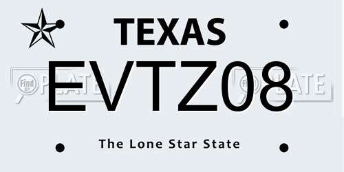 EVTZ08 Texas License Plate