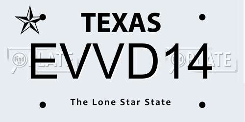 EVVD14 Texas License Plate