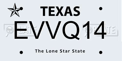 EVVQ14 Texas License Plate