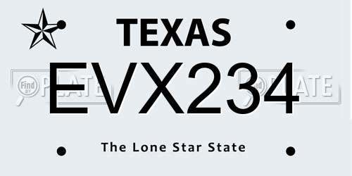 EVX234 Texas License Plate