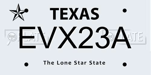 EVX23A Texas License Plate
