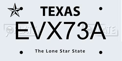 EVX73A Texas License Plate