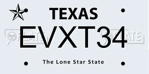 EVXT34 Texas License Plate
