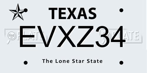 EVXZ34 Texas License Plate