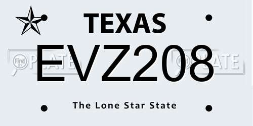 EVZ208 Texas License Plate