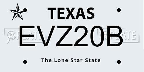 EVZ20B Texas License Plate