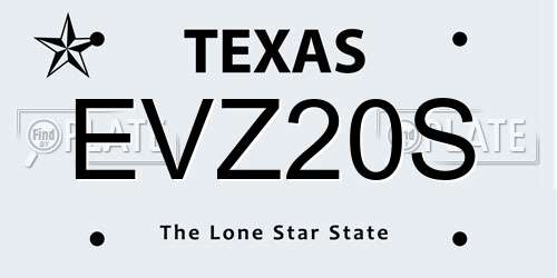 EVZ20S Texas License Plate