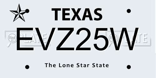 EVZ25W Texas License Plate