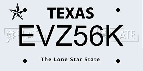 EVZ56K Texas License Plate