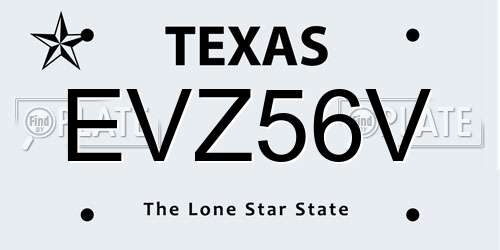 EVZ56V Texas License Plate