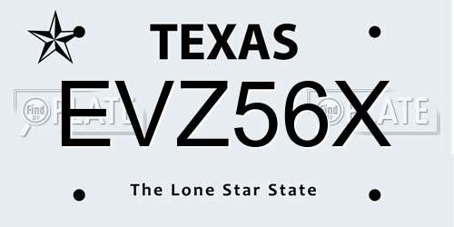 EVZ56X Texas License Plate