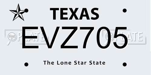 EVZ705 Texas License Plate