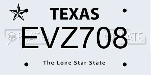 EVZ708 Texas License Plate