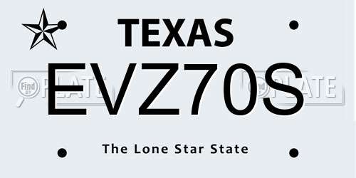 EVZ70S Texas License Plate