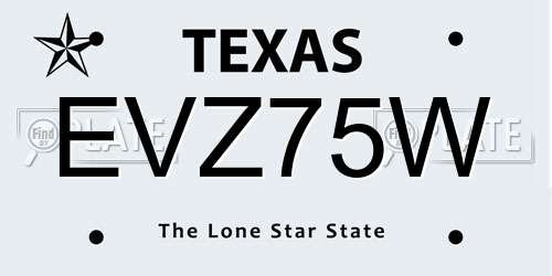 EVZ75W Texas License Plate