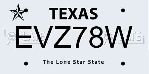 EVZ78W Texas License Plate