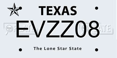 EVZZ08 Texas License Plate