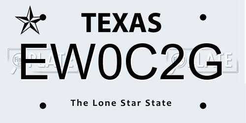 EW0C2G Texas License Plate