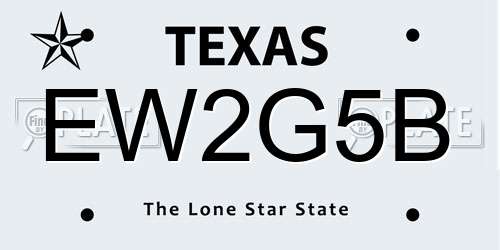 EW2G5B Texas License Plate