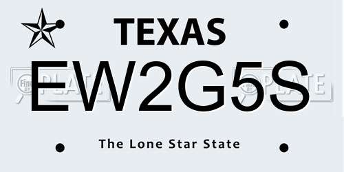 EW2G5S Texas License Plate
