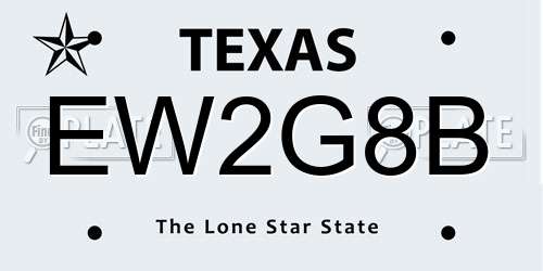 EW2G8B Texas License Plate